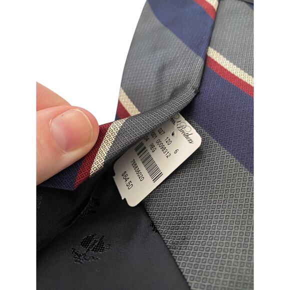 Brooks Brothers Tie NEW 100% Silk Blue Silver Gray Diagonal Repp Prep Stripe USA - Picture 6 of 7